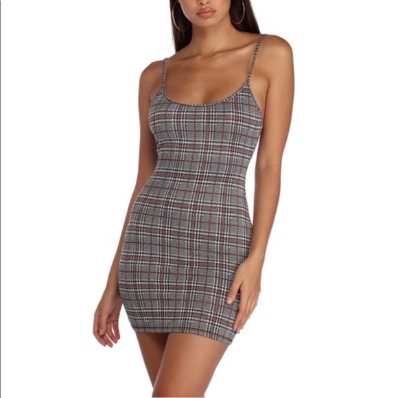 New Pretty Plaid Knit Mini Dress 